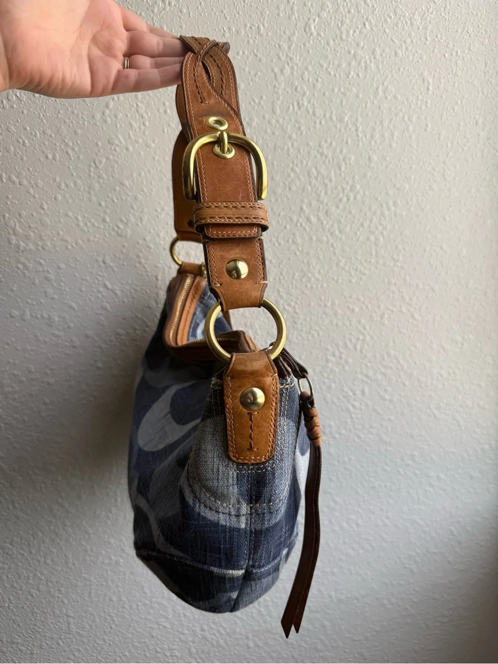 RARE Y2K Coach Carly Denim Hobo Shoulder Bag #12190